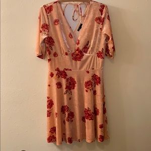 Crushed Velvet v neck dress